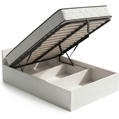 AKORD Cama Con Canapé Abatible 100x200 Cm Somier Elevable De Metal Y Colchón De Muelles Blanco AKORD Cama Con Canapé Abatible 100x200 Cm Somier Elevable De Metal Y Colchón De Muelles Blanco