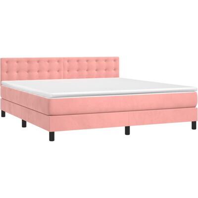 vidaXL Cama de Terciopelo Rosa con Colchón - Cama vidaXL Cama de Terciopelo Rosa con Colchón - Cama