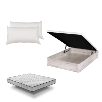 Santino - Pack Canapé De Madera Artic + Colchón Pro Nature + Almohada Fibra - Envío Y Montaje Incluidos - 200cm Santino - Pack Canapé De Madera Artic + Colchón Pro Nature + Almohada Fibra - Envío Y Montaje Incluidos - 200cm