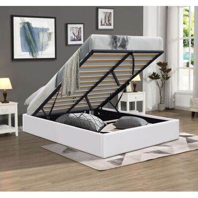 Cama NUITS D'OR LORIS 140x190 - Cama de almacenamiento de madera para espacios pequeños Cama NUITS D'OR LORIS 140x190 - Cama de almacenamiento de madera para espacios pequeños
