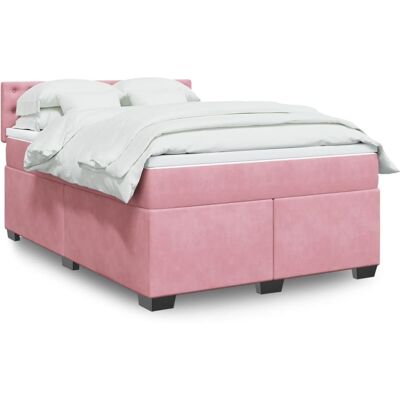Cama box spring con colchón - Rosa, 140x200 cm, Modelo Knöpfe Cama box spring con colchón - Rosa, 140x200 cm, Modelo Knöpfe