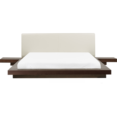 Cama de Agua Beliani Tamaño Rey Cuero Sintético Madera Oscura - Cama de Agua Cama de Agua Beliani Tamaño Rey Cuero Sintético Madera Oscura - Cama de Agua