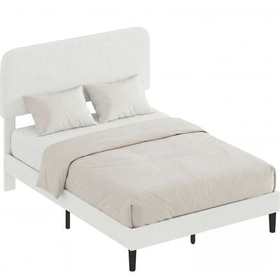 OEM Estructura De Cama Doble Con Cabecero Ajustable En Altura Tapizada En Borreguito Listones De Soporte Blanco OEM Estructura De Cama Doble Con Cabecero Ajustable En Altura Tapizada En Borreguito Listones De Soporte Blanco