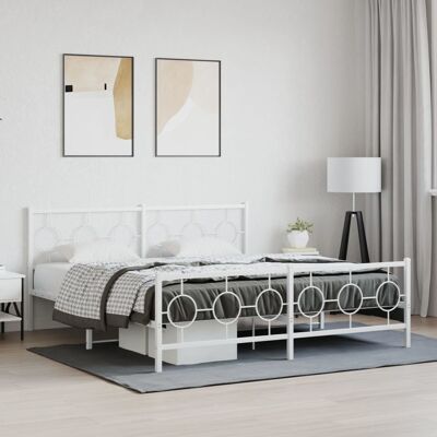 vidaxl Estructura cama - 183x213 - Blanco - Metal - Para Colchón vidaxl Estructura cama - 183x213 - Blanco - Metal - Para Colchón