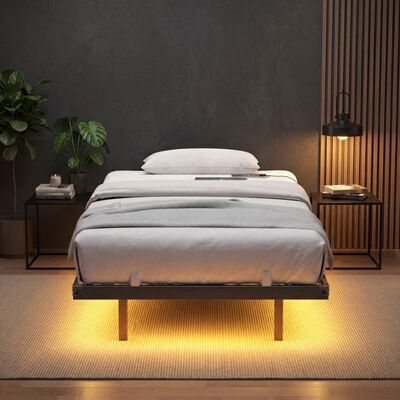 Vasagle – Lit Flottant 90 X 190 Cm – Éclairage Led Intégré – Ports Usb Et Prises Ca – Capacité 250 Kg – Noir Vasagle – Lit Flottant 90 X 190 Cm – Éclairage Led Intégré – Ports Usb Et Prises Ca – Capacité 250 Kg – Noir