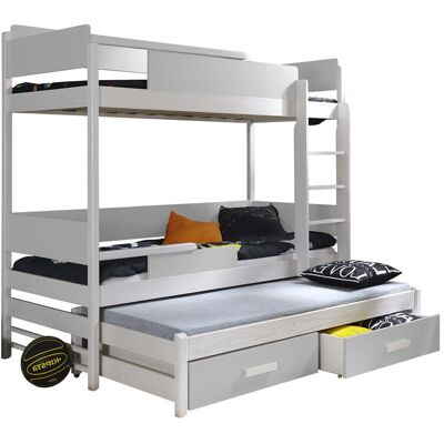 MIRJAN24 Mobilier1 - Litera Henderson 114, Blanco + Gris, Litera Con Cama Extra, 90x200, 90x190, Madera, Somieres, 98x208x183cm MIRJAN24 Mobilier1 - Litera Henderson 114, Blanco + Gris, Litera Con Cama Extra, 90x200, 90x190, Madera, Somieres, 98x208x183cm