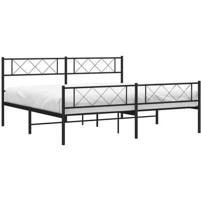Estructura de cama de metal negra vidaXL 183x213 cm - Con cabecero y pie de cama Estructura de cama de metal negra vidaXL 183x213 cm - Con cabecero y pie de cama