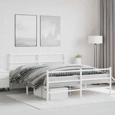 vidaXL Estructura de cama de metal con cabecera y piecero - Cama vidaXL Estructura de cama de metal con cabecera y piecero - Cama