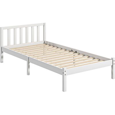 JHY DESIGN Estructura De Cama De Madera Con Cabecero, 90x190 Cm, Blanca, Capacidad De Carga 120 Kg. JHY DESIGN Estructura De Cama De Madera Con Cabecero, 90x190 Cm, Blanca, Capacidad De Carga 120 Kg.