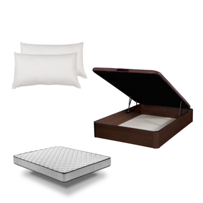 Santino - Pack Canapé De Madera Wengué + Colchón Pro Nature + Almohada Fibra - Envío Y Montaje Incluidos - 190cm Santino - Pack Canapé De Madera Wengué + Colchón Pro Nature + Almohada Fibra - Envío Y Montaje Incluidos - 190cm