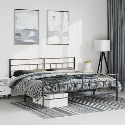 Estructura de cama de metal negra 193x203 cm con cabecero y pie de cama - Tipo de cama Estructura de cama de metal negra 193x203 cm con cabecero y pie de cama - Tipo de cama