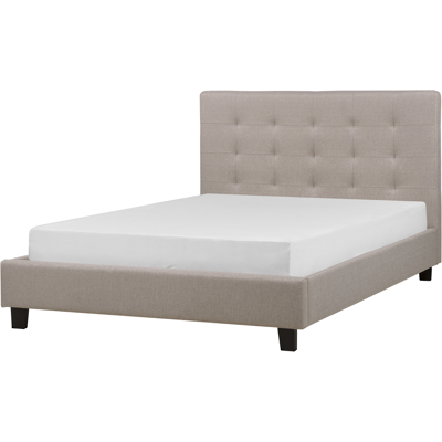 Beliani Cama Doble Color Gris Claro Tapizada - Cama Beliani Cama Doble Color Gris Claro Tapizada - Cama