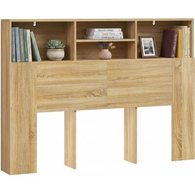 Homcom Cabecero De Cama 140 Cm Con Almacenaje, Cabezal De Cama Con 4 Compartimentos Abiertos, Cabecero Moderno Para Dormitorio, Roble Homcom Cabecero De Cama 140 Cm Con Almacenaje, Cabezal De Cama Con 4 Compartimentos Abiertos, Cabecero Moderno Para Dormitorio, Roble