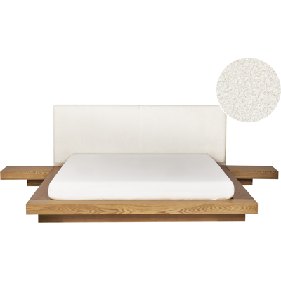 Cama moderna Beliani con mesitas - 160x200cm - Madera y Bouclé Cama moderna Beliani con mesitas - 160x200cm - Madera y Bouclé