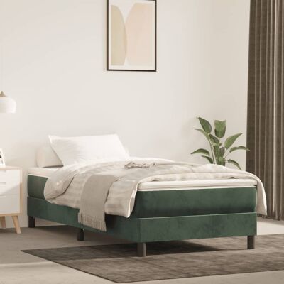 Estructura de Cama vidaXL - Color Verde Oscuro, Patas de Madera, 100x200 cm Estructura de Cama vidaXL - Color Verde Oscuro, Patas de Madera, 100x200 cm