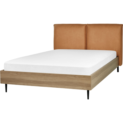 Cama Beliani LIMANTON - Tama doble Cuero sintético Dorado marrón Cama Beliani LIMANTON - Tama doble Cuero sintético Dorado marrón