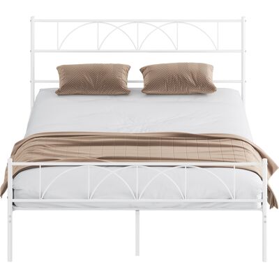 Homcom Cama Matrimonio, 160x200 Cm, Estructura De Cama De Acero Con Cabecero, Soporte De Listones De Acero, Almacenamiento Bajo La Cama, Blanco Homcom Cama Matrimonio, 160x200 Cm, Estructura De Cama De Acero Con Cabecero, Soporte De Listones De Acero, Almacenamiento Bajo La Cama, Blanco