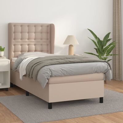 Cama Box Spring con Colchón VidaXL - Cuero Sintético Duradero, Cabecero Ajustable, 80x200cm Cama Box Spring con Colchón VidaXL - Cuero Sintético Duradero, Cabecero Ajustable, 80x200cm