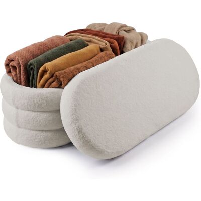 Relaxdays Banco Tapizado Bouclé/teddy Con Almacenamiento, Acolchado, Para Dormitorio/pasillo, 42 X 110 X 45 Cm, Crema Relaxdays Banco Tapizado Bouclé/teddy Con Almacenamiento, Acolchado, Para Dormitorio/pasillo, 42 X 110 X 45 Cm, Crema