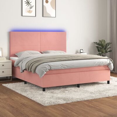 Cama de Terciopelo Rosa con LED vidaXL - Cama Cama de Terciopelo Rosa con LED vidaXL - Cama