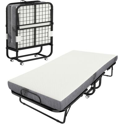 JHY DESIGN Cama Individual Plegable De 200 X 80 Cm Con Colchón, Cama De Invitados Plegable Y Portátil Con Ruedas, Estructura De Acero, Color Blanco. JHY DESIGN Cama Individual Plegable De 200 X 80 Cm Con Colchón, Cama De Invitados Plegable Y Portátil Con Ruedas, Estructura De Acero, Color Blanco.