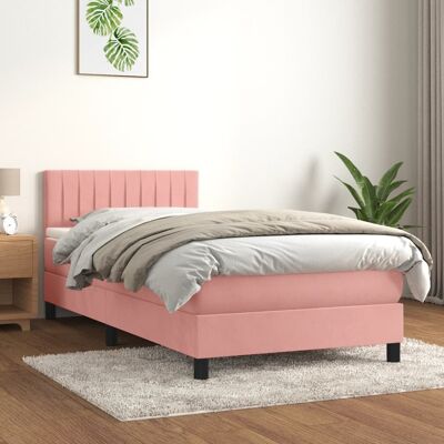 Cama con Colchón y Marco de Terciopelo Rosa vidaXL - 90x190 cm Cama con Colchón y Marco de Terciopelo Rosa vidaXL - 90x190 cm