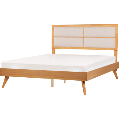Cama King Size de Madera Clara - Diseño Rústico Moderno - 160x200 cm Cama King Size de Madera Clara - Diseño Rústico Moderno - 160x200 cm