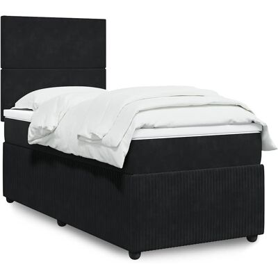 Cama box spring con colchón terciopelo negro 100x200 cm VidaXL Cama box spring con colchón terciopelo negro 100x200 cm VidaXL