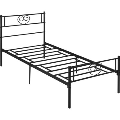 Homcom - Marco De Cama Individual De Metal Para Colchón 90x190 Cm Con Cabecera Forma Corazón Y Patas De 31 Cm Espacio Bajo De Almacenamiento 95x196x100 Cm Homcom - Marco De Cama Individual De Metal Para Colchón 90x190 Cm Con Cabecera Forma Corazón Y Patas De 31 Cm Espacio Bajo De Almacenamiento 95x196x100 Cm
