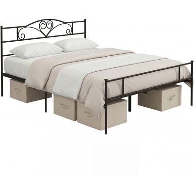 JHY DESIGN Estructura De Cama Doble De Acero Con Somier De Láminas Integrado, Cabecero Y Piecero, 160 X 200 Cm. JHY DESIGN Estructura De Cama Doble De Acero Con Somier De Láminas Integrado, Cabecero Y Piecero, 160 X 200 Cm.