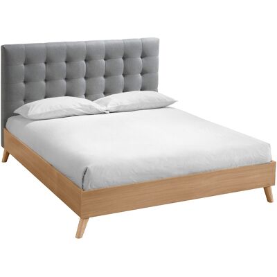 Miliboo - Cama de madera y tela estilo nórdico 160x200cm - Gris Miliboo - Cama de madera y tela estilo nórdico 160x200cm - Gris