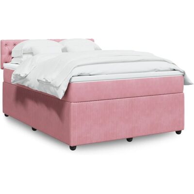 vidaXL Cama box spring rosa terciopelo 140x200cm vidaXL Cama box spring rosa terciopelo 140x200cm