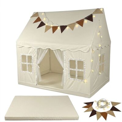 Relaxdays Tienda De Juegos 130x125x95 Cm, Guirnalda Led, 3 Ventanas, Cortina, Montaje Sencillo, Casita, Beige Relaxdays Tienda De Juegos 130x125x95 Cm, Guirnalda Led, 3 Ventanas, Cortina, Montaje Sencillo, Casita, Beige