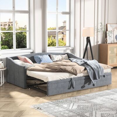 OEM Sofá-cama Nido - 90x200 Cm - Terciopelo Gris - Somier De Lamas Incluido - Estructura De Madera OEM Sofá-cama Nido - 90x200 Cm - Terciopelo Gris - Somier De Lamas Incluido - Estructura De Madera