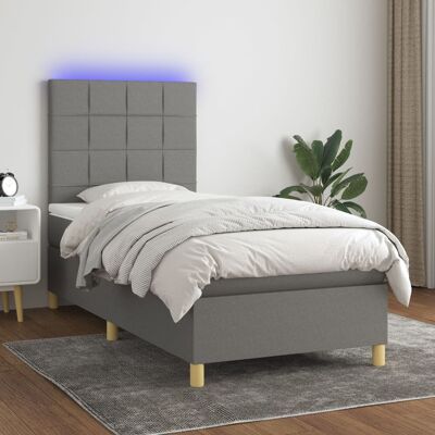Cama gris oscuro con LED y colchón - 90x200 cm vidaXL Cama gris oscuro con LED y colchón - 90x200 cm vidaXL