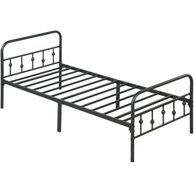 JHY DESIGN Estructura De Cama Individual De Metal, Fácil Montaje, Con Kits De Goma Insonorizantes, Color Negro. JHY DESIGN Estructura De Cama Individual De Metal, Fácil Montaje, Con Kits De Goma Insonorizantes, Color Negro.