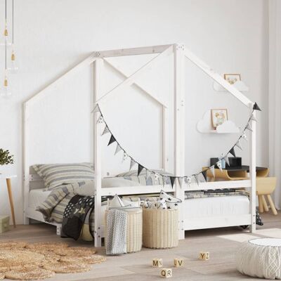 vidaXL Cama para niños Blanca 70x140cm Estructura de madera - Tipo de cama infantil vidaXL Cama para niños Blanca 70x140cm Estructura de madera - Tipo de cama infantil