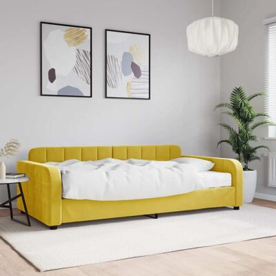 vidaXL Sofá cama con colchón amarillo 100x200cm vidaXL Sofá cama con colchón amarillo 100x200cm