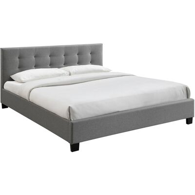 MILIBOO Cama 180 X 200 Tela Gris Acolchada Marquise MILIBOO Cama 180 X 200 Tela Gris Acolchada Marquise
