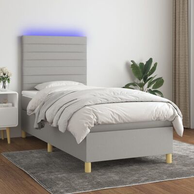 Estructura de cama con LED - Gris claro - Cabezal ajustable Estructura de cama con LED - Gris claro - Cabezal ajustable