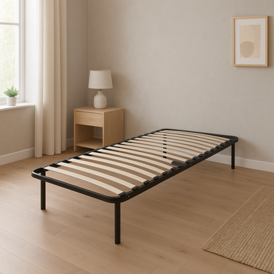 Base de Cama KING OF DREAMS 80x200 cm con Patas Metálicas - Rápido Montaje Base de Cama KING OF DREAMS 80x200 cm con Patas Metálicas - Rápido Montaje