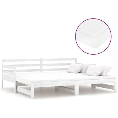 vidaXL Cama de día con colchón extraíble - Cama, Madera de pino maciza, Blanco vidaXL Cama de día con colchón extraíble - Cama, Madera de pino maciza, Blanco