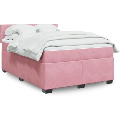 vidaXL Cama Rosa Terciopelo 160x200cm con Muelles Ensacados vidaXL Cama Rosa Terciopelo 160x200cm con Muelles Ensacados