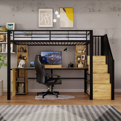 JHY DESIGN Cama Alta Metálica, 90 X 200 Cm, Estructura De Hierro, Escritorio Práctico, Compartimentos De Almacenamiento, Armario, Escalera De Almacenamiento Y Puerto De Carga Usb En La Mesa, Colchón No Incluido. JHY DESIGN Cama Alta Metálica, 90 X 200 Cm, Estructura De Hierro, Escritorio Práctico, Compartimentos De Almacenamiento, Armario, Escalera De Almacenamiento Y Puerto De Carga Usb En La Mesa, Colchón No Incluido.
