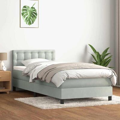 vidaXL Cama box spring de terciopelo gris claro 80x220 cm vidaXL Cama box spring de terciopelo gris claro 80x220 cm