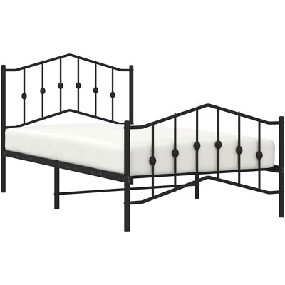 Estructura de cama negra 100x190cm con cabecero vidaXL - Cama Estructura de cama negra 100x190cm con cabecero vidaXL - Cama