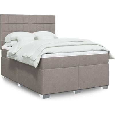Cama box spring gris taupe con LED y cabecero ajustable Cama box spring gris taupe con LED y cabecero ajustable