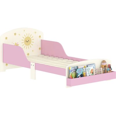 JHY DESIGN Cama Infantil De 70 X 140 Cm, Con Barandilla De Seguridad Y Somier De Láminas, Espacio De Almacenamiento, Color Rosa. JHY DESIGN Cama Infantil De 70 X 140 Cm, Con Barandilla De Seguridad Y Somier De Láminas, Espacio De Almacenamiento, Color Rosa.