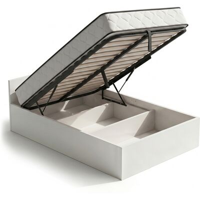 AKORD Cama Con Canapé Abatible 100x200 Cm Somier Elevable De Metal Y Colchón De Muelles Blanco AKORD Cama Con Canapé Abatible 100x200 Cm Somier Elevable De Metal Y Colchón De Muelles Blanco
