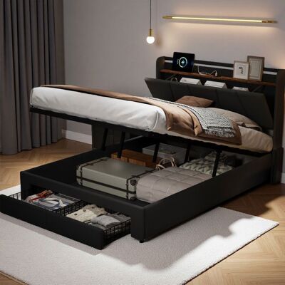 OEM Cama Lit 140x200 Cm - 250402hxf - Gran Almacenamiento - Led Integrada - Puerto Usb OEM Cama Lit 140x200 Cm - 250402hxf - Gran Almacenamiento - Led Integrada - Puerto Usb